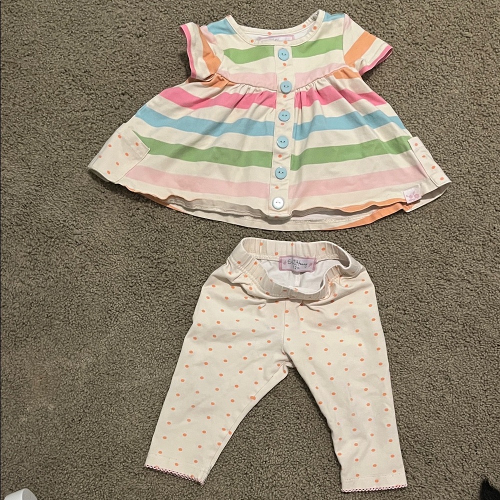 SweetHoney Multicolor Striped Baby Outfit